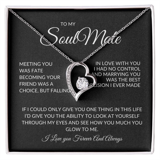 Forever Love Necklace Single Heart Soulmate black background